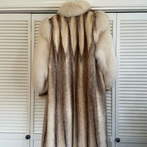 White Cross Mink, with white fox sleeves and trim.
